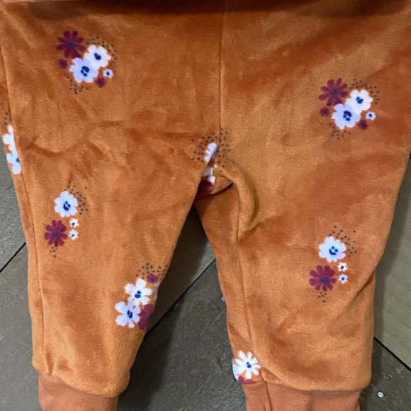 0-3m CAT & JACK Rust Orange Velour Outfit set - Picture 4 of 11